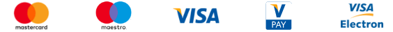 Loghi di carte di credito: Mastercard, Maestro, Visa, V Pay, Visa Electron.